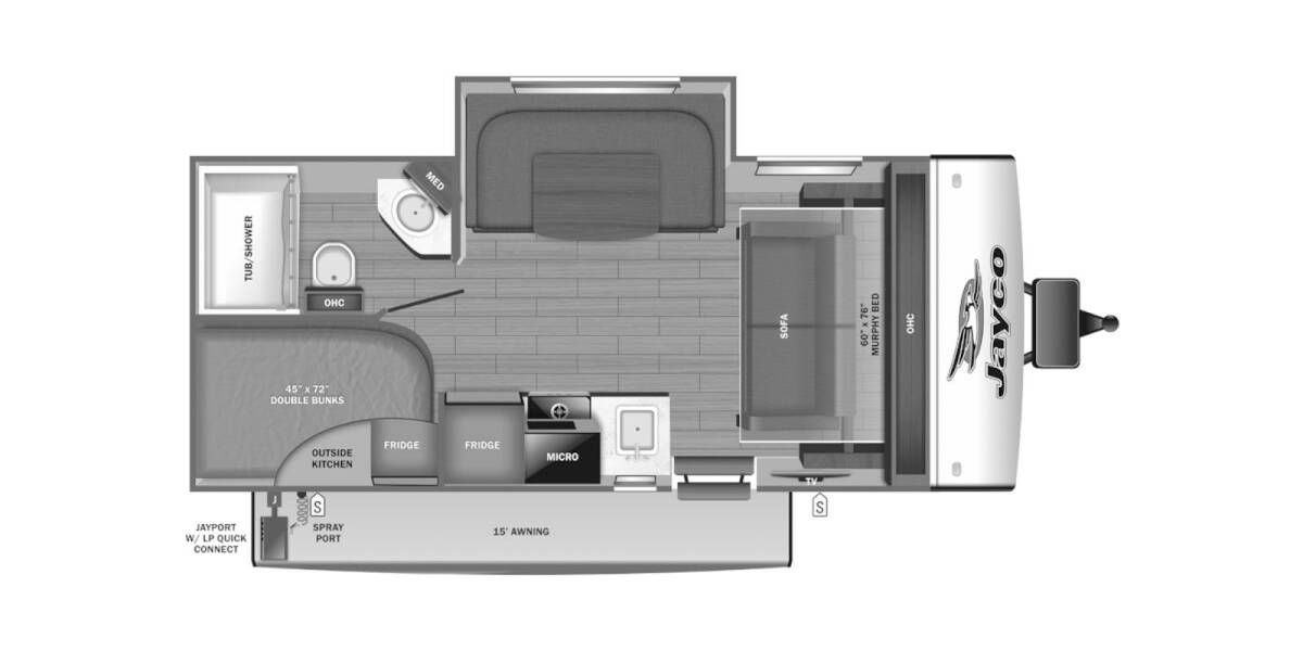 2024 Jayco Jay Feather Micro 199MBS Travel Trailer at Homestead RV Center STOCK# 2311 Floor plan Layout Photo